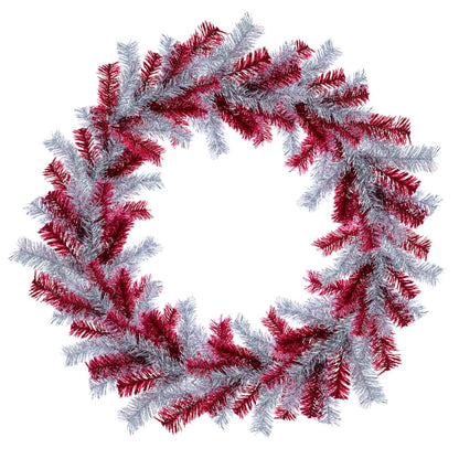 RED AND SILVER TINSEL CHRISTMAS WREATHS