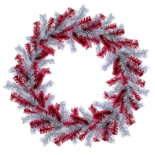 RED AND SILVER TINSEL CHRISTMAS WREATHS