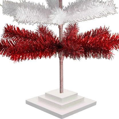 RED & WHITE CANDY CANE LAYERED TINSEL CHRISTMAS TREE