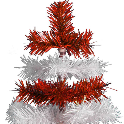 RED & WHITE CANDY CANE LAYERED TINSEL CHRISTMAS TREE