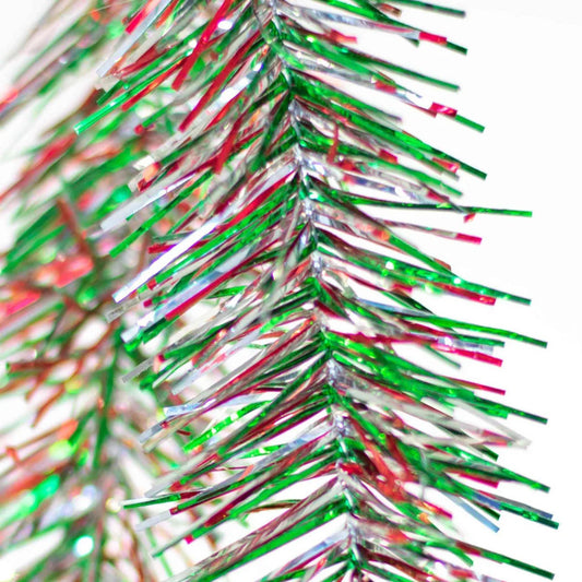 RED, GREEN, AND SILVER TINSEL GARLAND