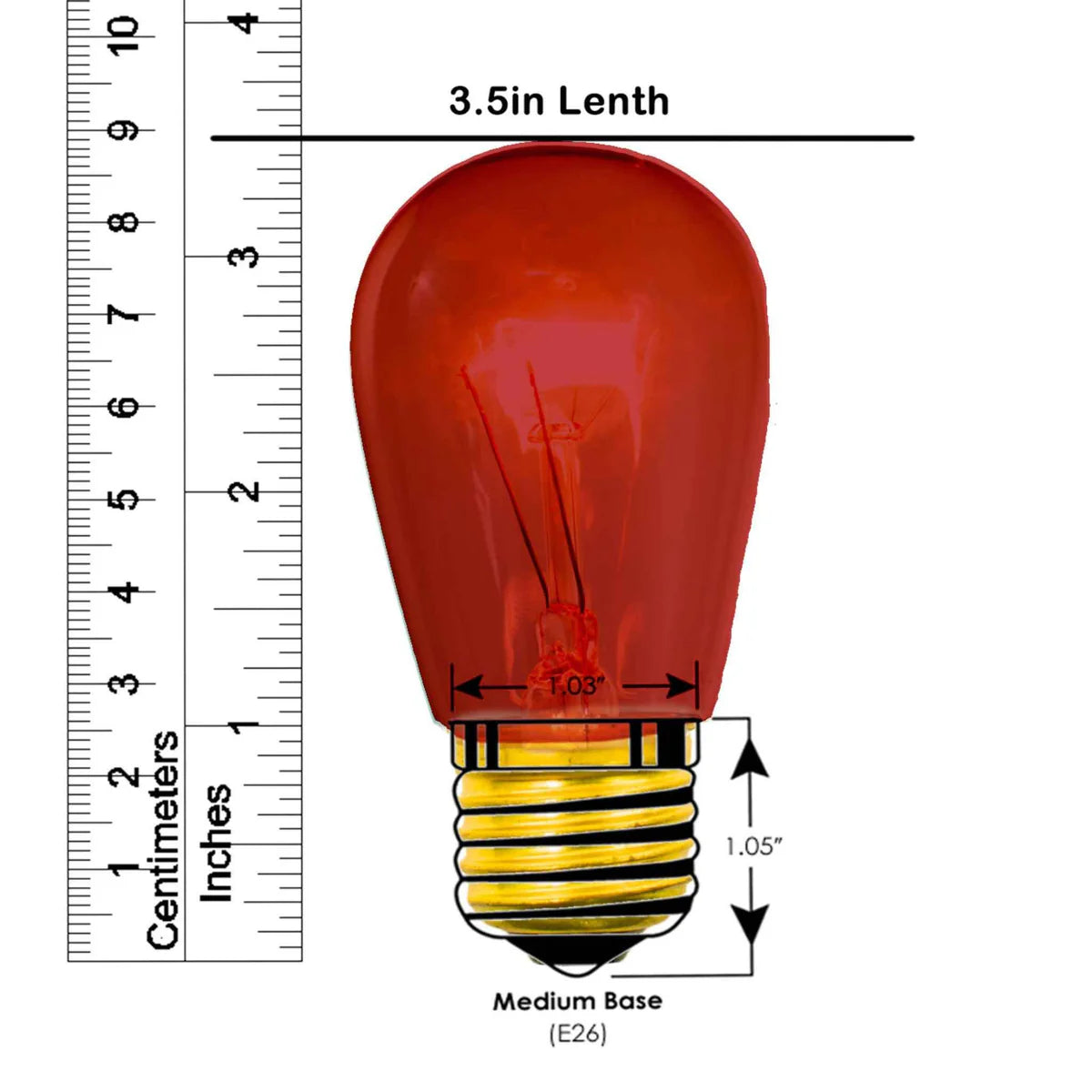 RED S14 EDISON LIGHT BULBS