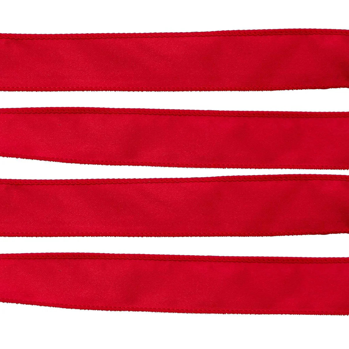 RED SATIN WIRED EDGE CHRISTMAS RIBBON