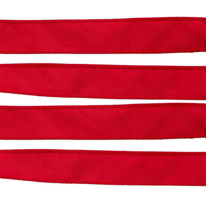 RED SATIN WIRED EDGE CHRISTMAS RIBBON