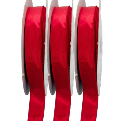 RED SATIN WIRED EDGE CHRISTMAS RIBBON
