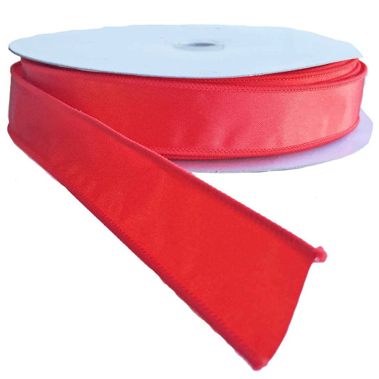 RED SATIN WIRED EDGE CHRISTMAS RIBBON