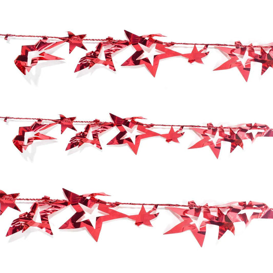 RED STAR TINSEL GARLAND RIBBON