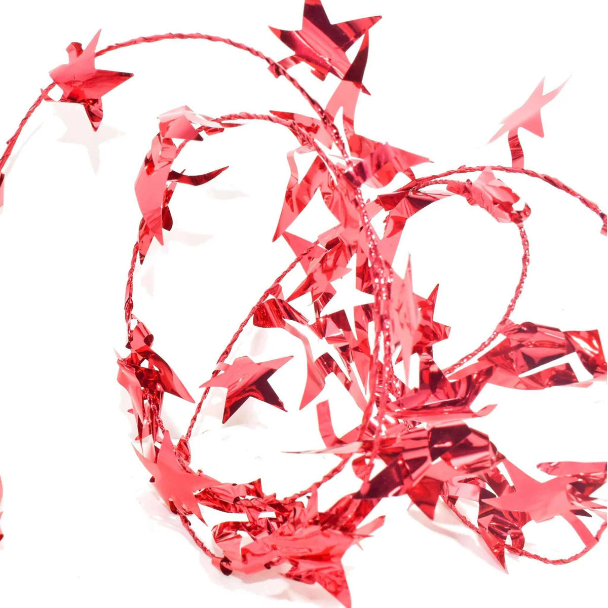 RED STAR TINSEL GARLAND RIBBON