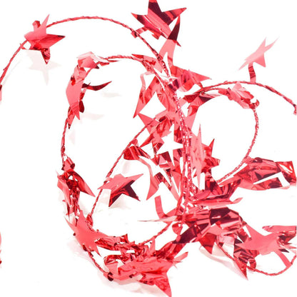 RED STAR TINSEL GARLAND RIBBON