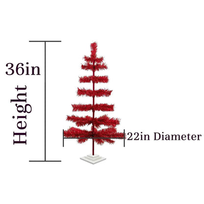 RED TINSEL CHRISTMAS TREE