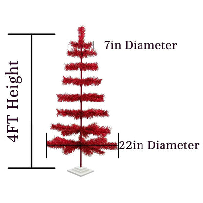 RED TINSEL CHRISTMAS TREE
