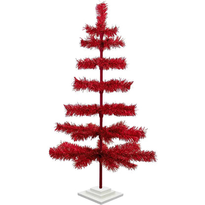 RED TINSEL CHRISTMAS TREE