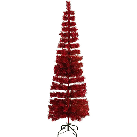 RED TINSEL PENCIL TREE