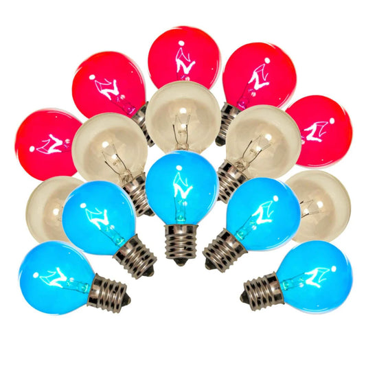 RED, WHITE, & BLUE G40 LIGHT BULBS