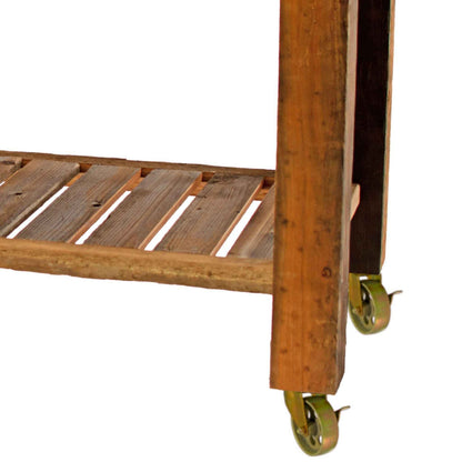 REDWOOD POTTING TABLE ROLLING CART