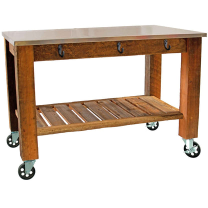 REDWOOD POTTING TABLE ROLLING CART