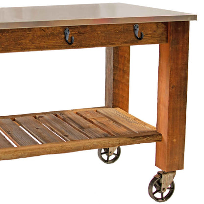 REDWOOD POTTING TABLE ROLLING CART