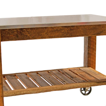 REDWOOD POTTING TABLE ROLLING CART