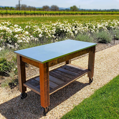 REDWOOD POTTING TABLE ROLLING CART