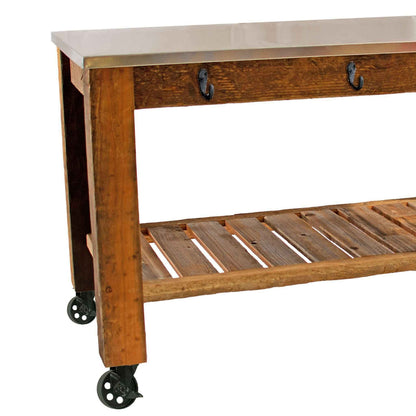 REDWOOD POTTING TABLE ROLLING CART