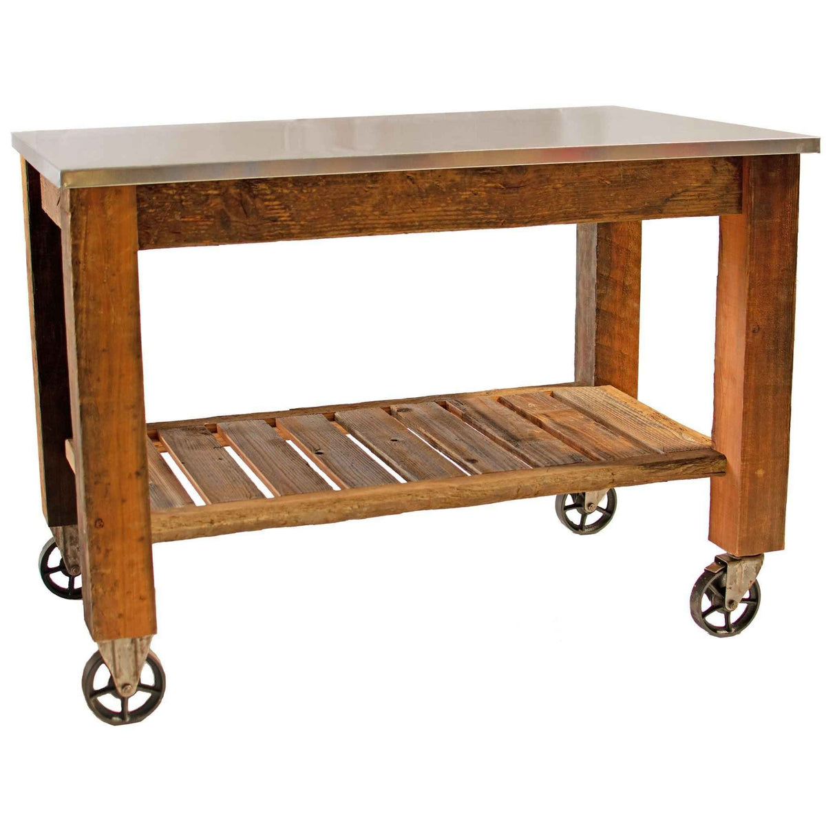 REDWOOD POTTING TABLE ROLLING CART