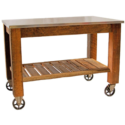 REDWOOD POTTING TABLE ROLLING CART