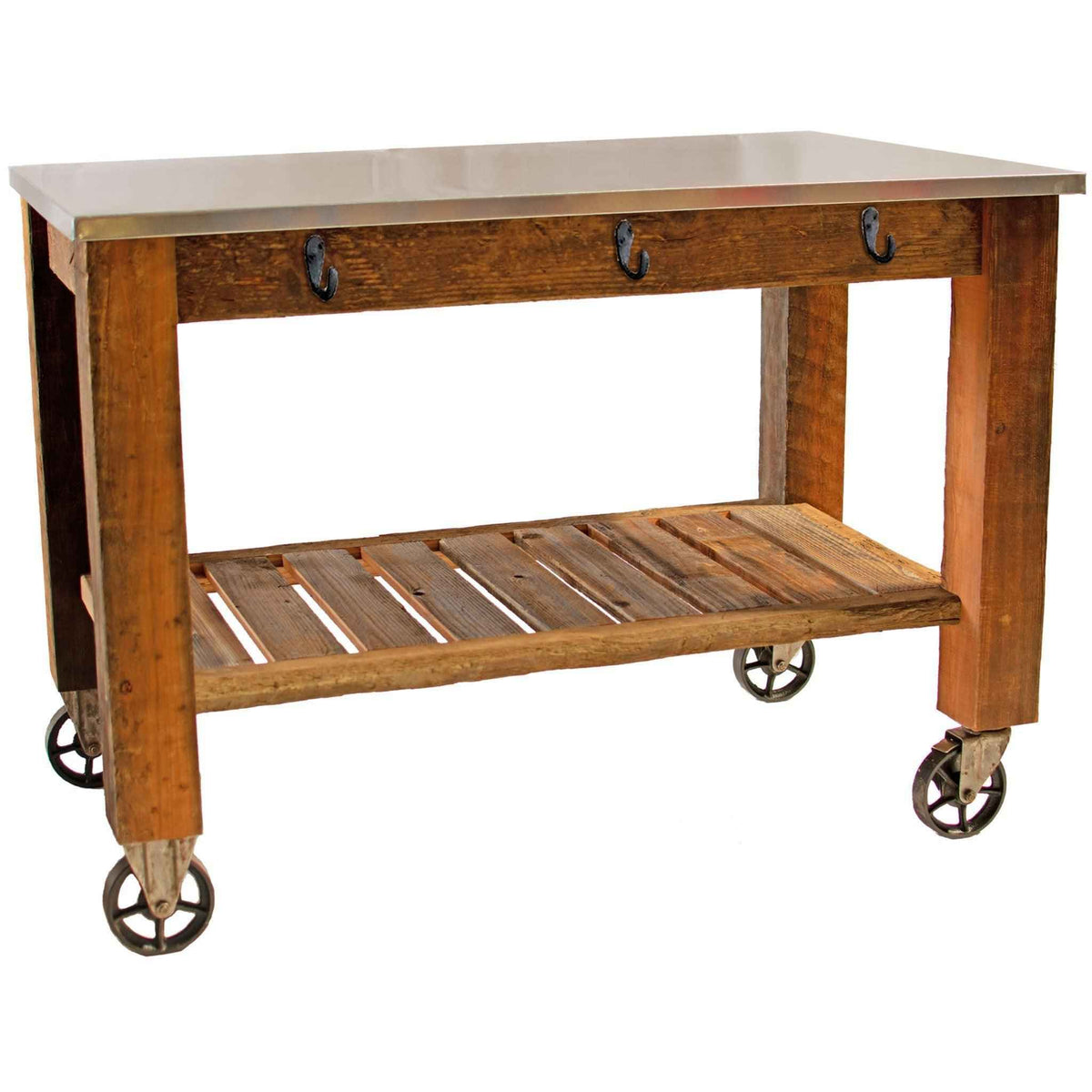 REDWOOD POTTING TABLE ROLLING CART