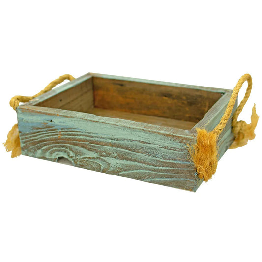 RUSTIC REDWOOD PLANTER BOX WITH ROPE HANDLES
