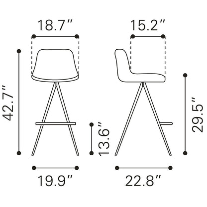AKI BARSTOOL WHITE & WALNUT