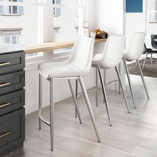 MAGNUS COUNTER STOOL WHITE & SILVER