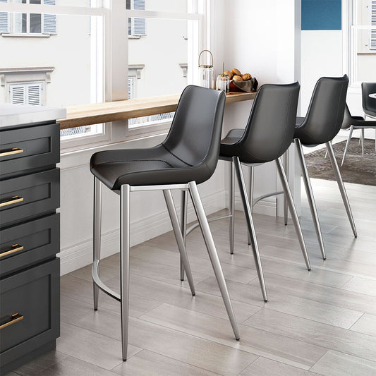 MAGNUS COUNTER STOOL BLACK & SILVER