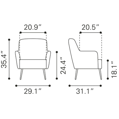 TASMANIA ACCENT CHAIR  VINTAGE BROWN