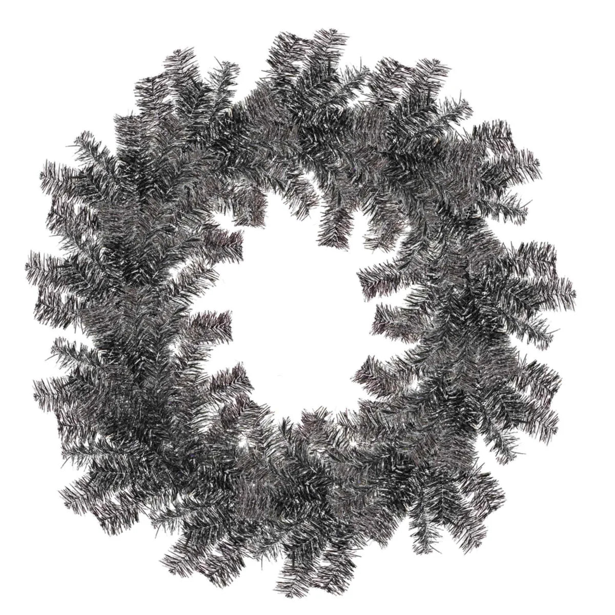 SILVER AND BLACK TINSEL CHRISTMAS WREATHS