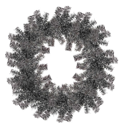SILVER AND BLACK TINSEL CHRISTMAS WREATHS