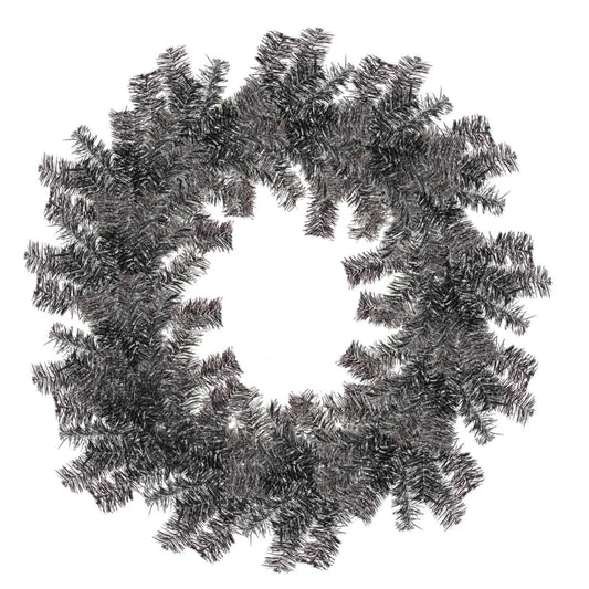 SILVER AND BLACK TINSEL CHRISTMAS WREATHS