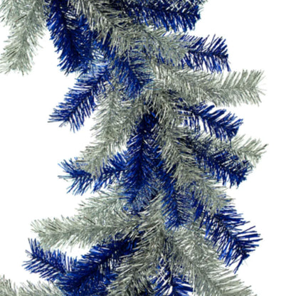 SILVER AND BLUE TINSEL CHRISTMAS WREATHS