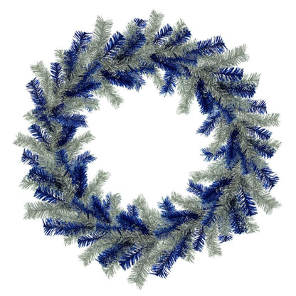 SILVER AND BLUE TINSEL CHRISTMAS WREATHS
