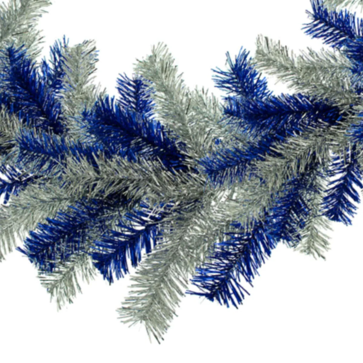 SILVER AND BLUE TINSEL CHRISTMAS WREATHS