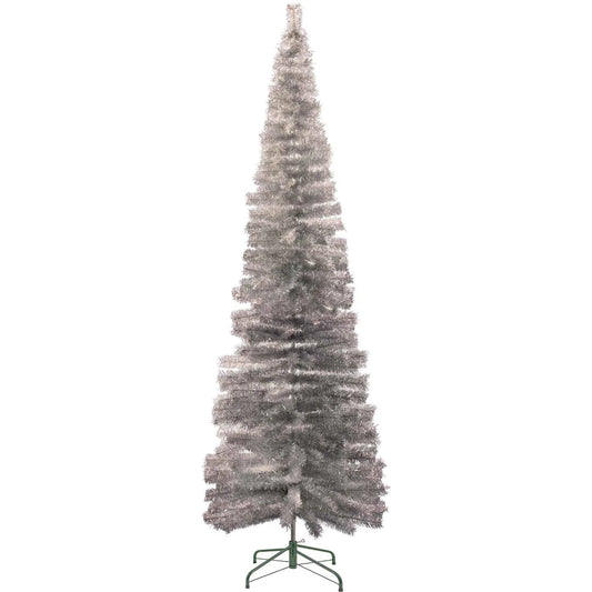 SILVER TINSEL PENCIL TREE