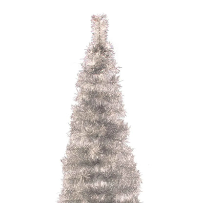 SILVER TINSEL PENCIL TREE