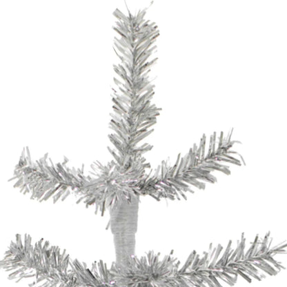 SILVER TINSEL TREE WITH 1IN THIN BRUSH