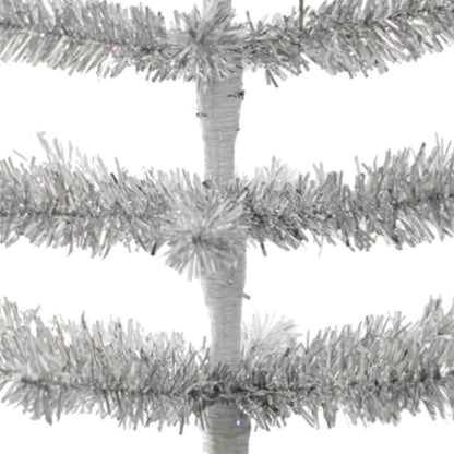 SILVER TINSEL TREE WITH 1IN THIN BRUSH