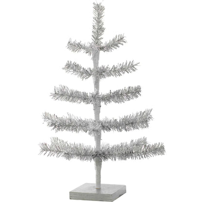 SILVER TINSEL TREE WITH 1IN THIN BRUSH