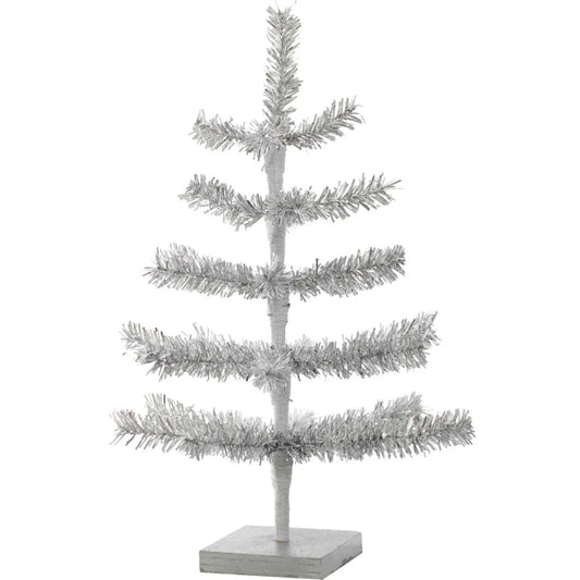 SILVER TINSEL TREE WITH 1IN THIN BRUSH