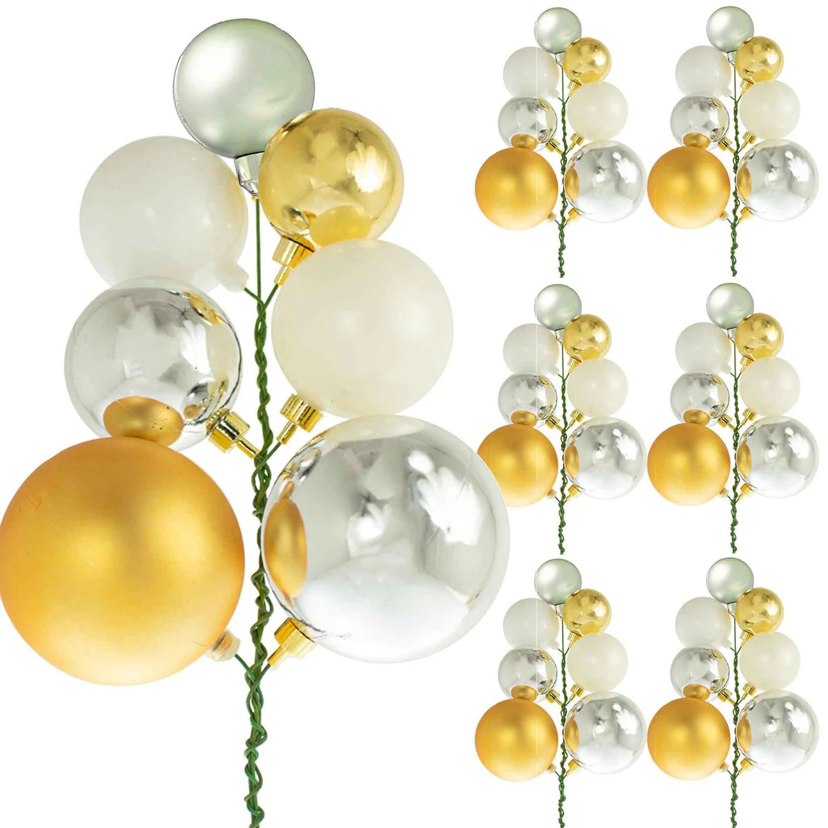 THE SHINY GOLD, SILVER AND WHITE BALL CLUSTER