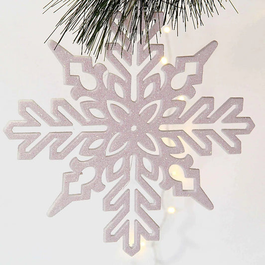 WHITE GLITTERED SNOWFLAKE